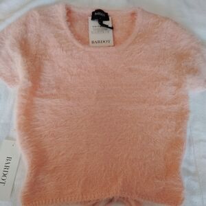 Y2K BARBIE PINK MOHAIR OPEN BACK CROPPED MEAN GIRLS WHIMSY GOTH RAVE XS TOP NWT
